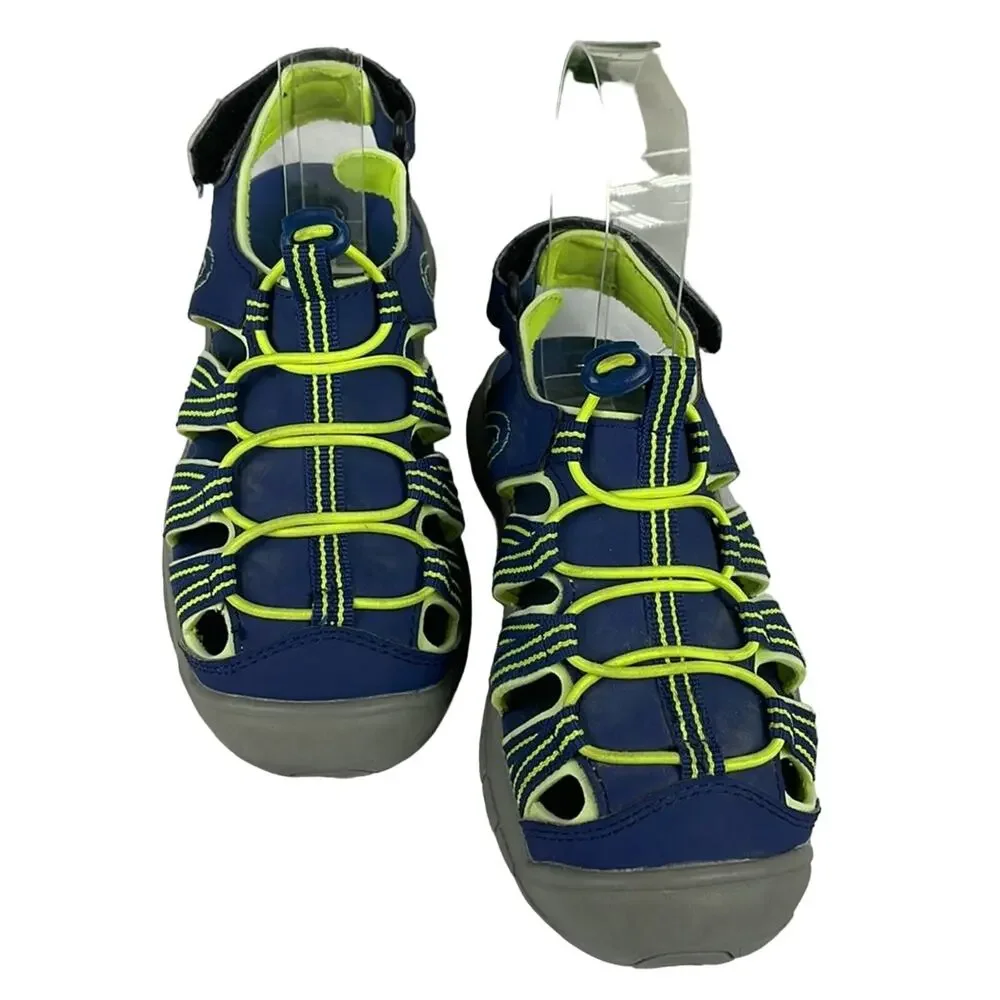 DSG Youth Caged Sandal 12 Youth Navy Blue /Yellow Adjustable Ankle Strap & Top